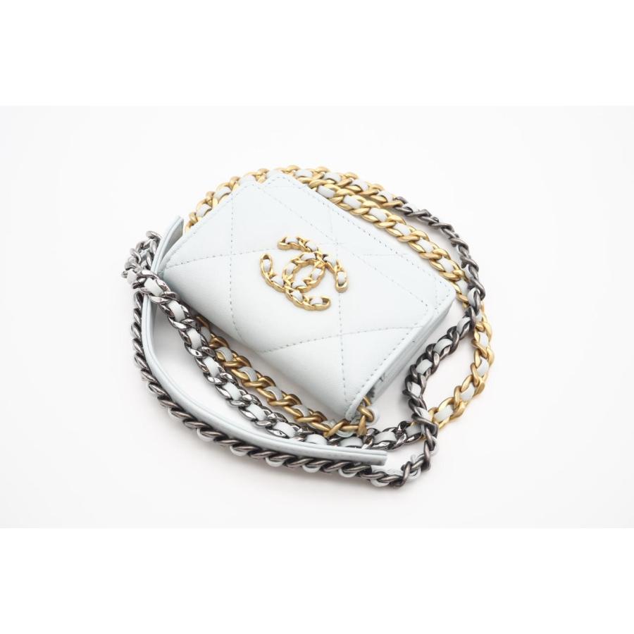 ★3日以内返品可★ 美品 CHANEL シャネル マトラッセ ラムスキン チェーン ショルダーミニバッグ ライトブルーの画像