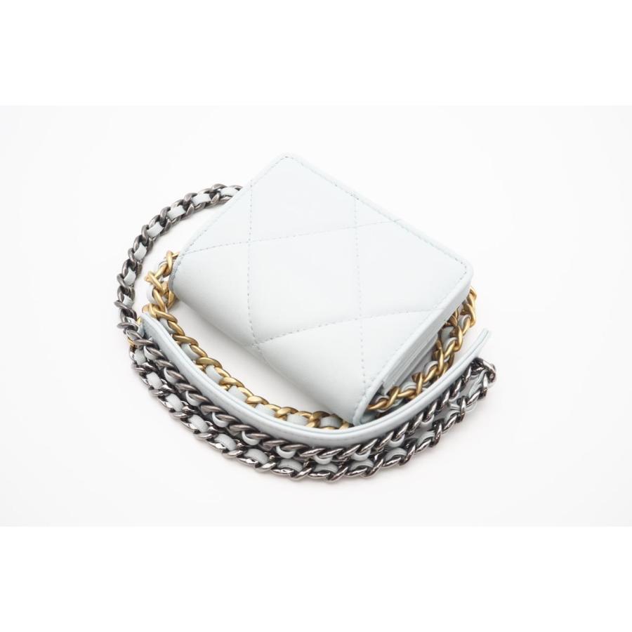 ★3日以内返品可★ 美品 CHANEL シャネル マトラッセ ラムスキン チェーン ショルダーミニバッグ ライトブルーの画像