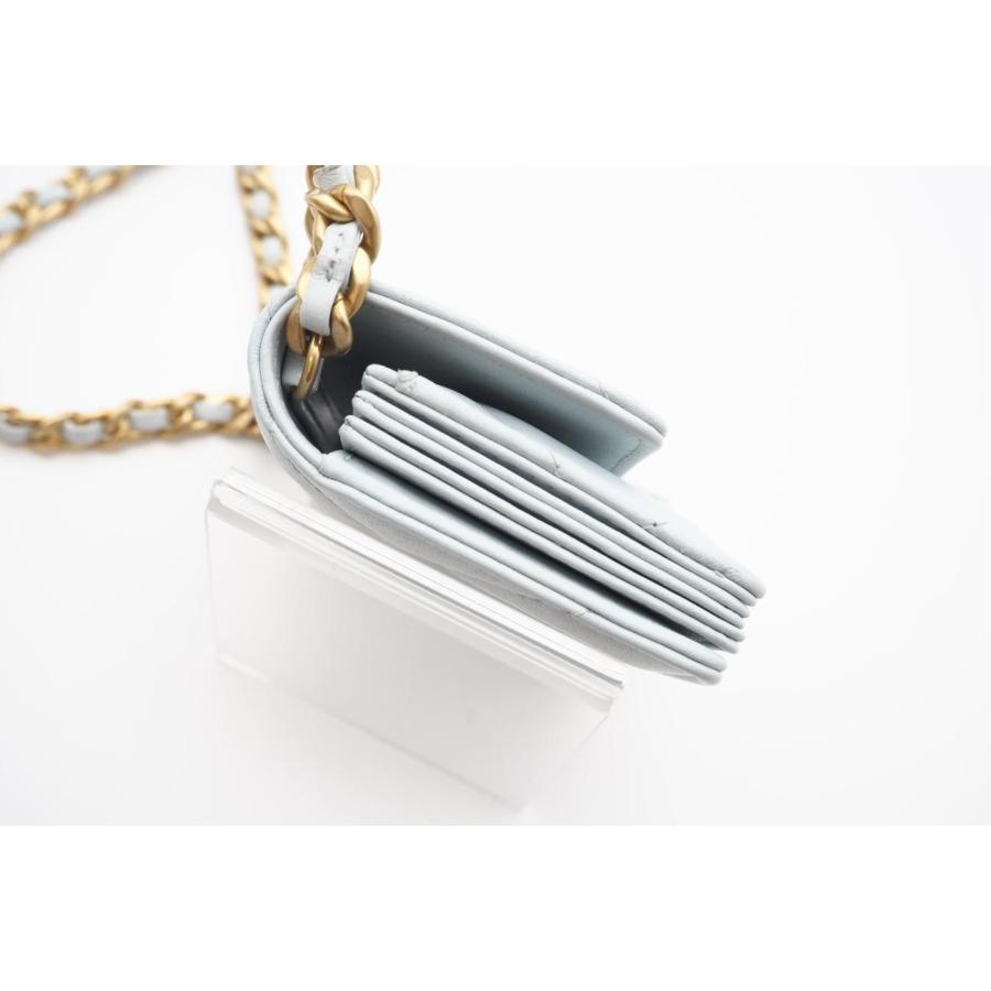 ★3日以内返品可★ 美品 CHANEL シャネル マトラッセ ラムスキン チェーン ショルダーミニバッグ ライトブルーの画像