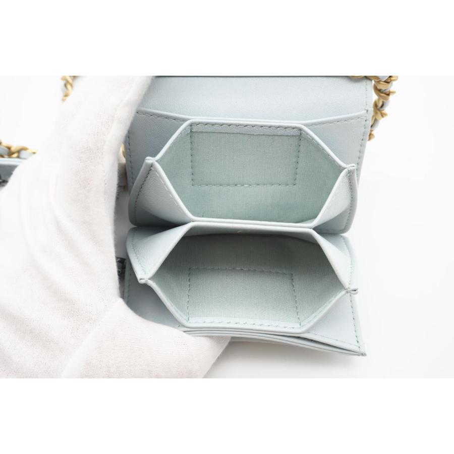 ★3日以内返品可★ 美品 CHANEL シャネル マトラッセ ラムスキン チェーン ショルダーミニバッグ ライトブルーの画像