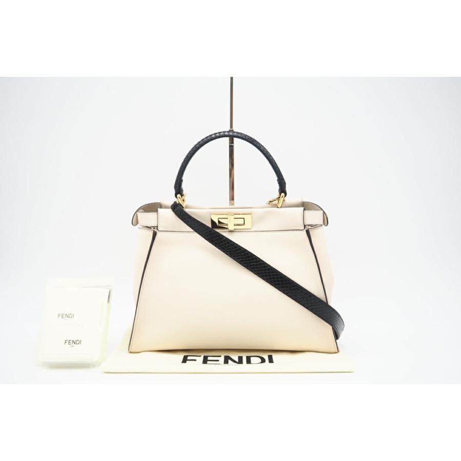 ★3日以内返品可★ 美品 FENDI フェンディ パイソン レザー モンスター ピーカブー レギュラー 2WAYハンドバッグ | FENDI
