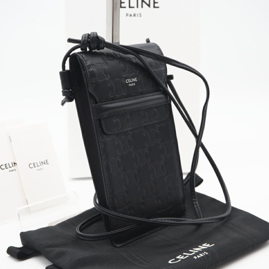 ★3日以内返品可★ 極美品 CELINE セリーヌ トリオンフ レザー フォンホルダー 10G333FQD-38SI | CELINE