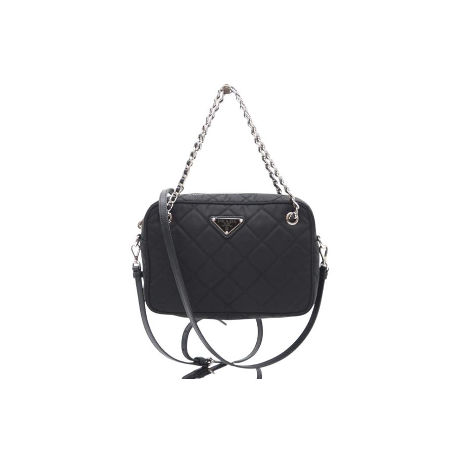 ★3日以内返品可★ 美品 PRADA プラダ ナイロン レザー キルティング チェーン NERO 1BH910 | PRADA | 01