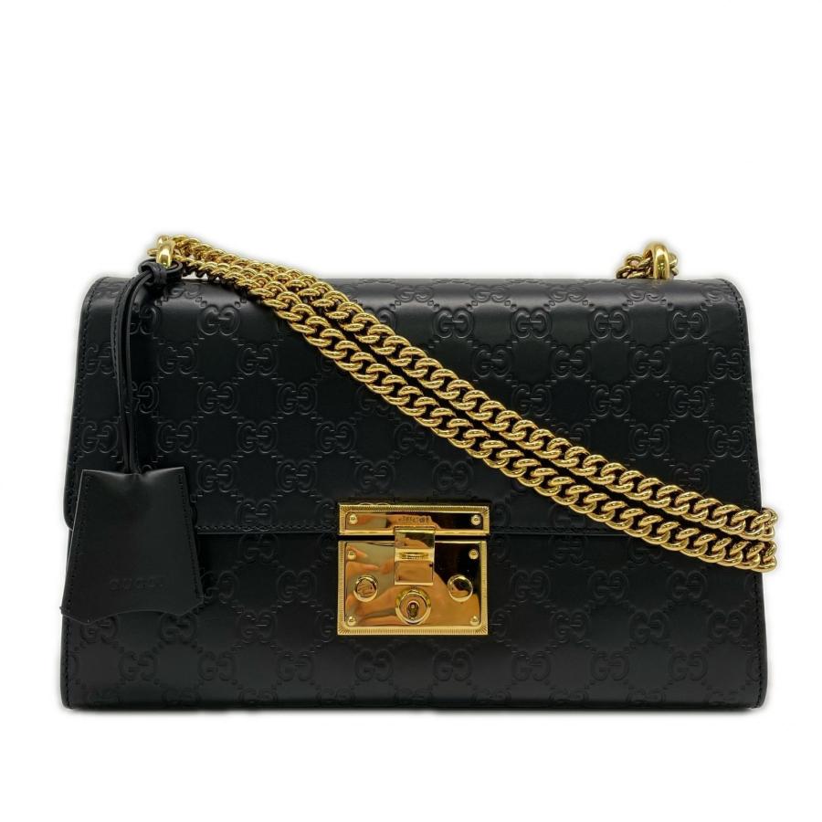 ★3日以内返品可★ 極美品 GUCCI グッチ レザー グッチシマ パドロック 409486 ショルダーバッグ ブラック レザー | GUCCI | 01