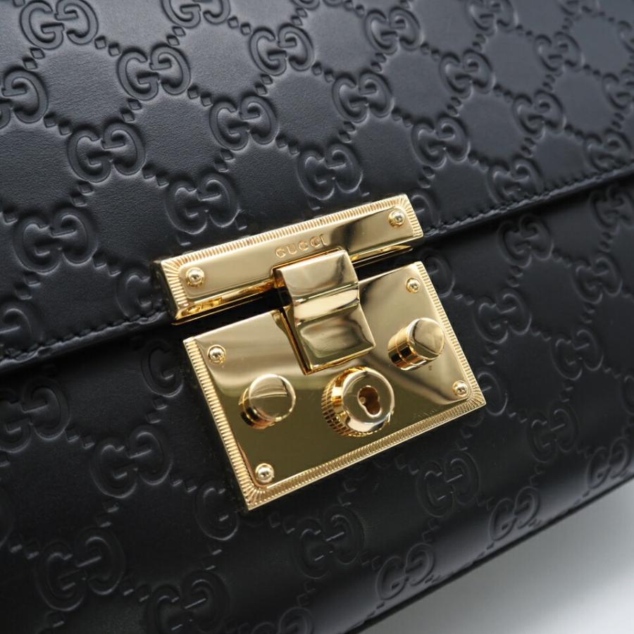★3日以内返品可★ 極美品 GUCCI グッチ レザー グッチシマ パドロック 409486 ショルダーバッグ ブラック レザー | GUCCI | 04