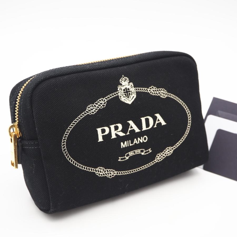 ★3日以内返品可★ 極美品 PRADA プラダ キャンバス カナパロゴ ポーチ NERO 1NA021 ポーチ ブラック | PRADA
