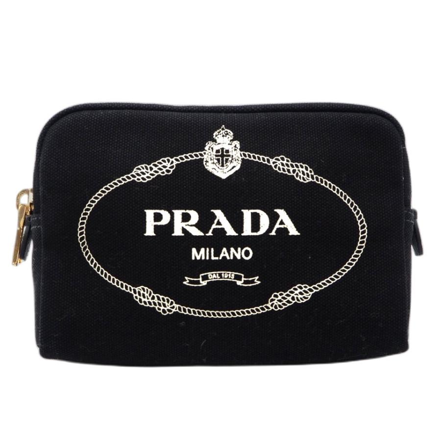 ★3日以内返品可★ 極美品 PRADA プラダ キャンバス カナパロゴ ポーチ NERO 1NA021 ポーチ ブラック | PRADA | 01