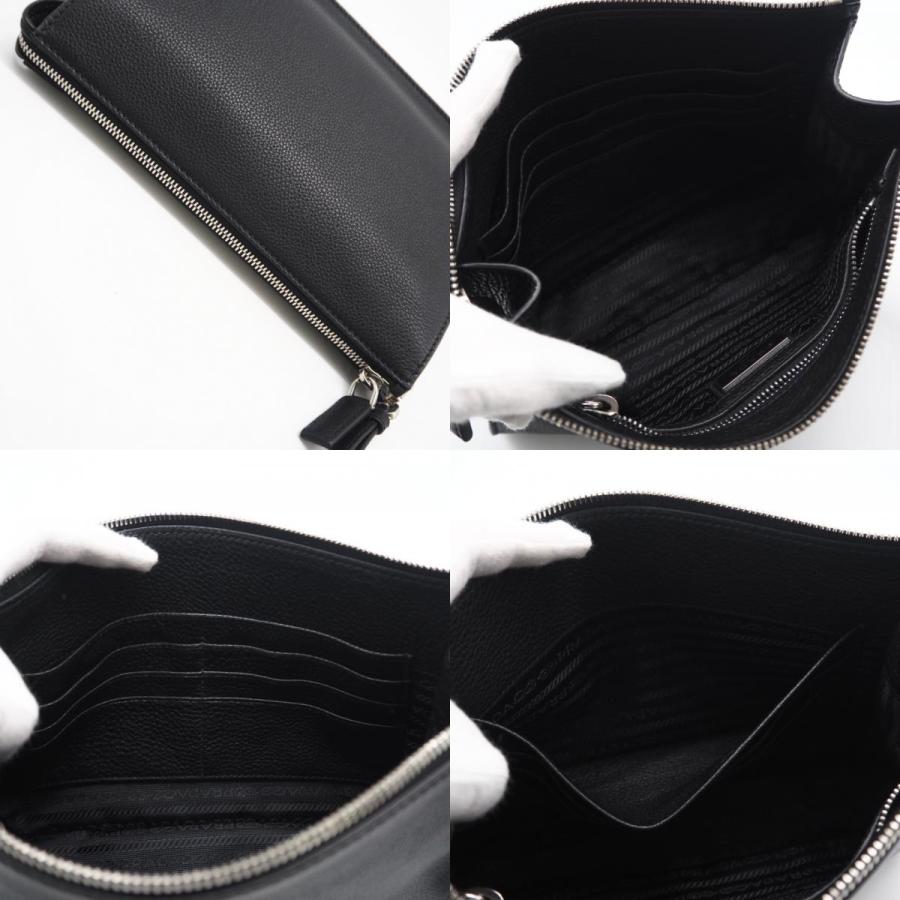 ★3日以内返品可★ 極美品 PRADA プラダ ヴィッテロ シティ レザー ロゴプレート セカンドバッグ ネロ 2VF006 | PRADA | 08