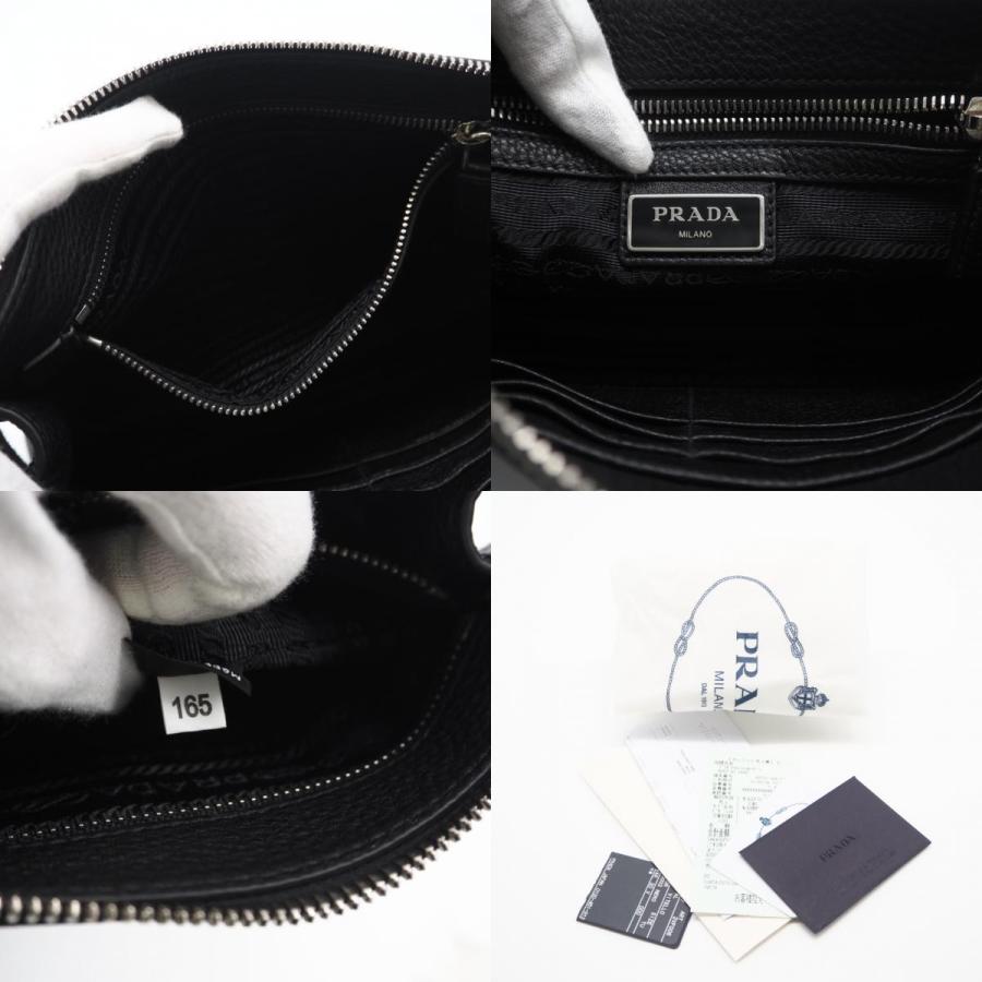 ★3日以内返品可★ 極美品 PRADA プラダ ヴィッテロ シティ レザー ロゴプレート セカンドバッグ ネロ 2VF006 | PRADA | 09