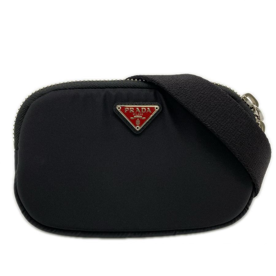 ★3日以内返品可★ 美品 PRADA プラダ テスート ロゴプレート ボディバッグ - ボディバッグ ブラック レッド ナイロン | PRADA | 01