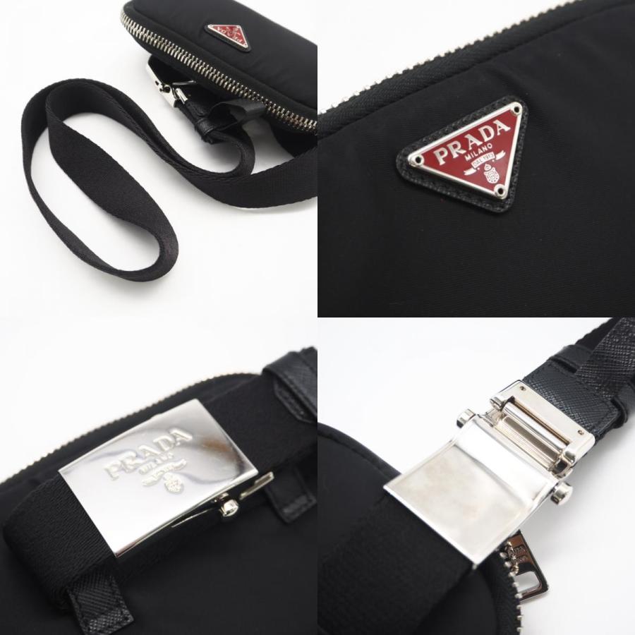 ★3日以内返品可★ 美品 PRADA プラダ テスート ロゴプレート ボディバッグ - ボディバッグ ブラック レッド ナイロン | PRADA | 08