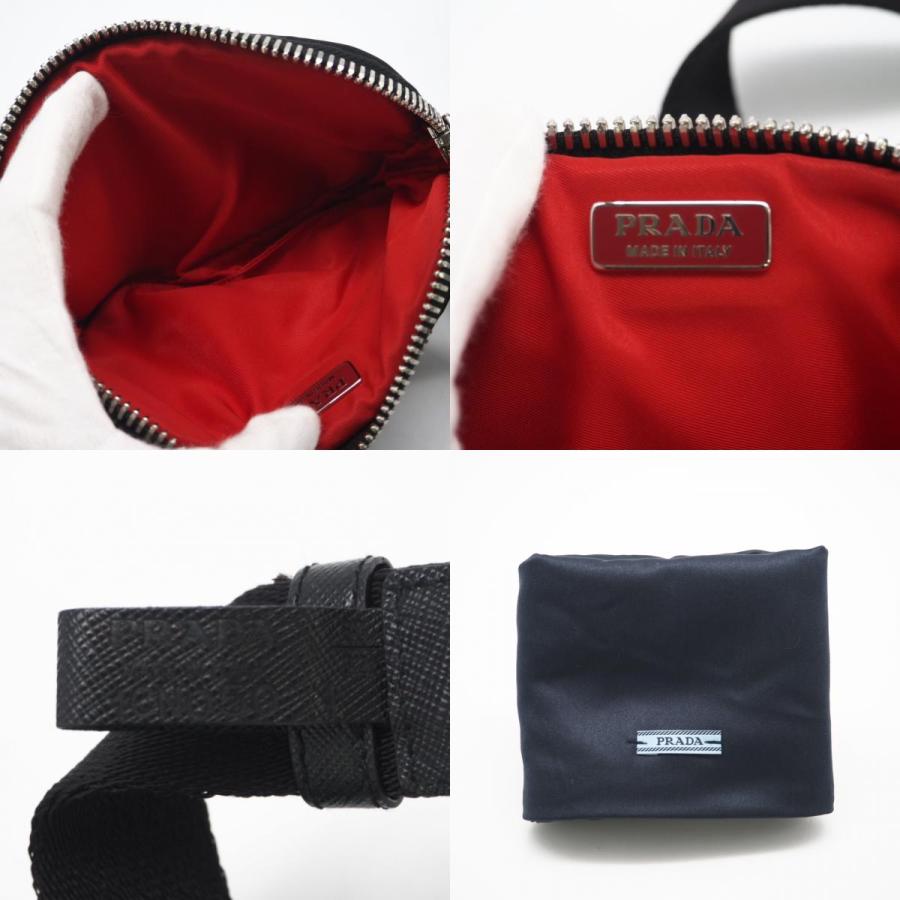 ★3日以内返品可★ 美品 PRADA プラダ テスート ロゴプレート ボディバッグ - ボディバッグ ブラック レッド ナイロン | PRADA | 09