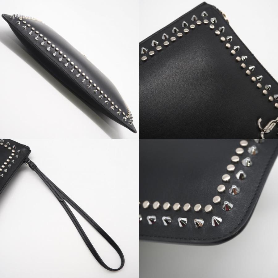 ★3日以内返品可★ 美品 JIMMY CHOO ジミーチュウ スムースカーフ Wスタッズ クラッチバッグ 193FARA.LGQ_8