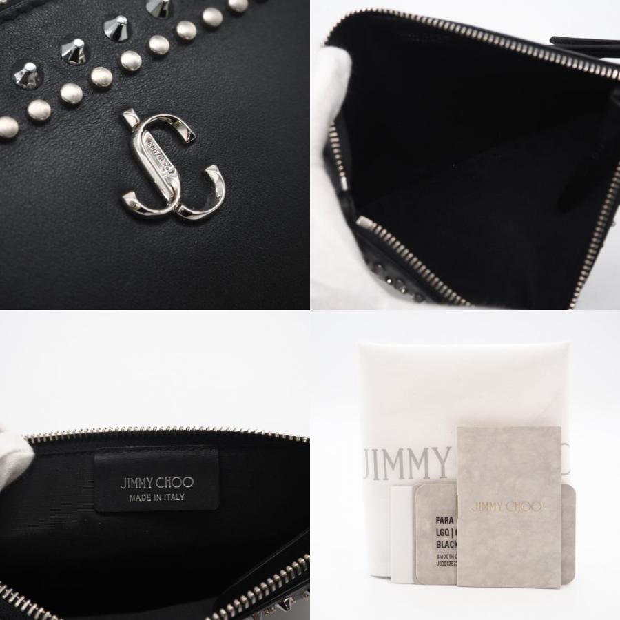 ★3日以内返品可★ 美品 JIMMY CHOO ジミーチュウ スムースカーフ Wスタッズ クラッチバッグ 193FARA.LGQ_9