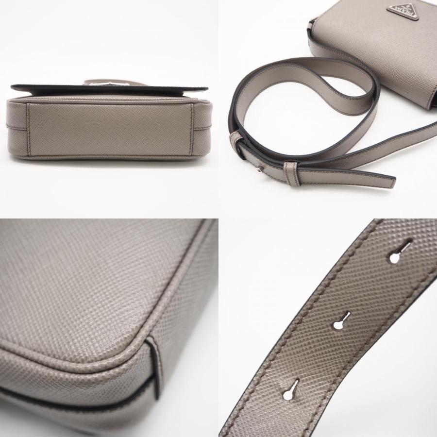 ★3日以内返品可★ 極美品 PRADA プラダ サフィアーノ レザー ショルダーバッグ 2VD065 ショルダーバッグ グレー | PRADA | 07