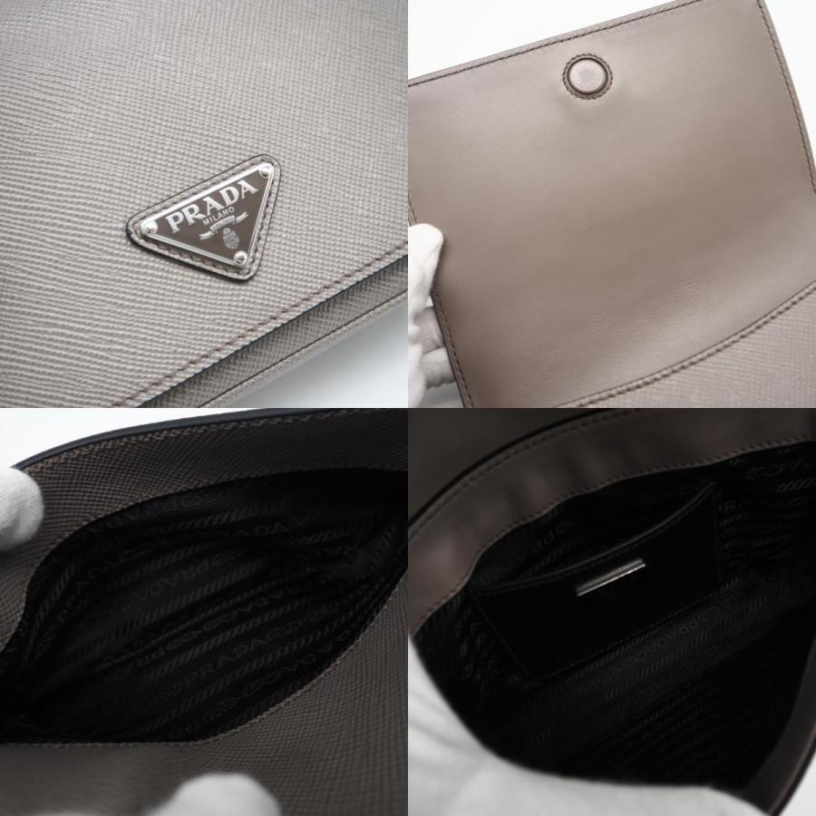 ★3日以内返品可★ 極美品 PRADA プラダ サフィアーノ レザー ショルダーバッグ 2VD065 ショルダーバッグ グレー | PRADA | 08