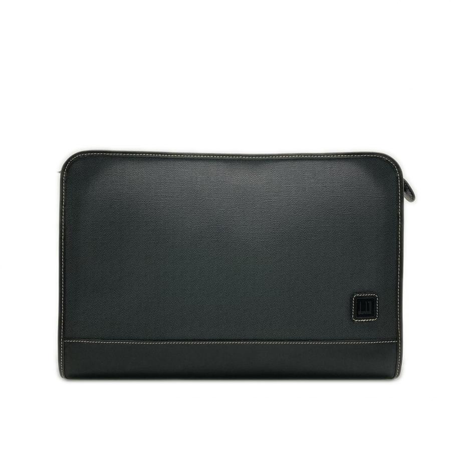 ★3日以内返品可★ 美品 Dunhill ダンヒル レザー クラッチバッグ - クラッチバッグ グレー ブラック レザー メンズ dunhill（ダンヒル） ☆3日以内返品可☆ 美品 レザー クラッチバッグ