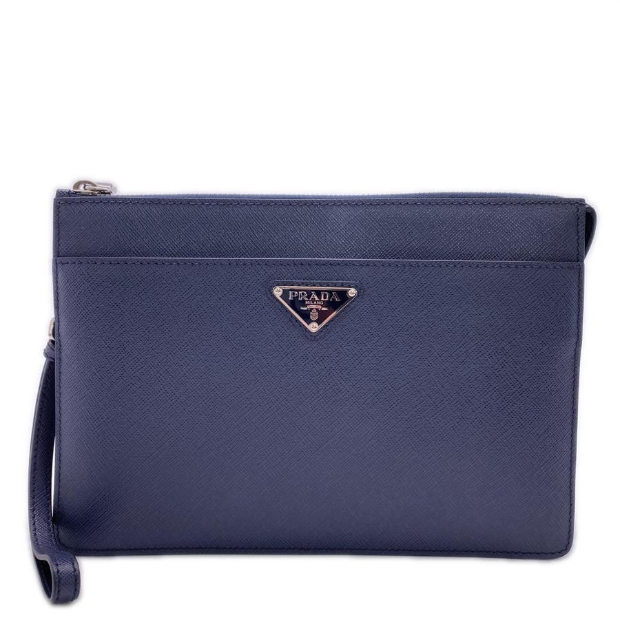 ★3日以内返品可★ 美品 PRADA プラダ レザー サフィアーノレザー ポーチ 2VF032 ポーチ ネイビー サフィアーノ | PRADA | 01