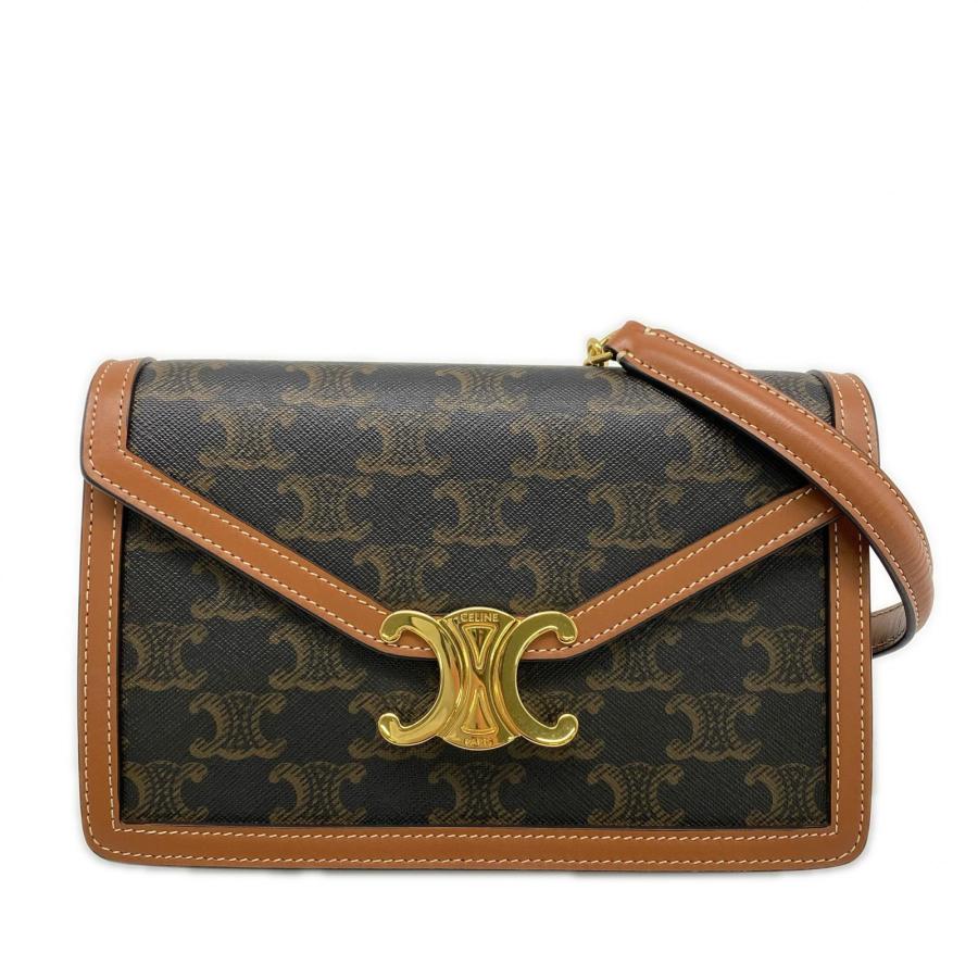 ✨極美品✨セリーヌ マーゴチェーンウォレット トリオンフ レザー ブラウン CELINE（セリーヌ） ☆3日以内返品可☆ 極美品 トリオンフキャンバス