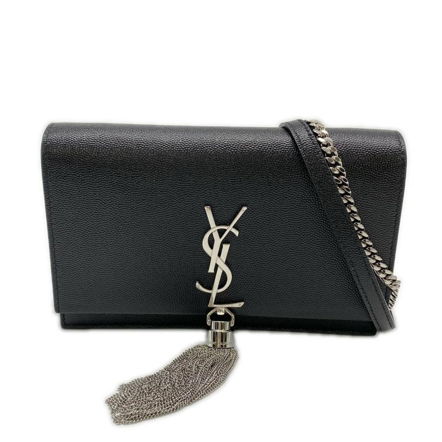 ★3日以内返品可★ 未使用 SAINT LAURENT サンローラン ケイトタッセル スモール チェーンウォレット 452159 ショルダーバッグ ブラック シルバー レザー レディース ☆3日以内返品可☆ 未使用 SAINT LAURENT サンローラン ケイトタッセル