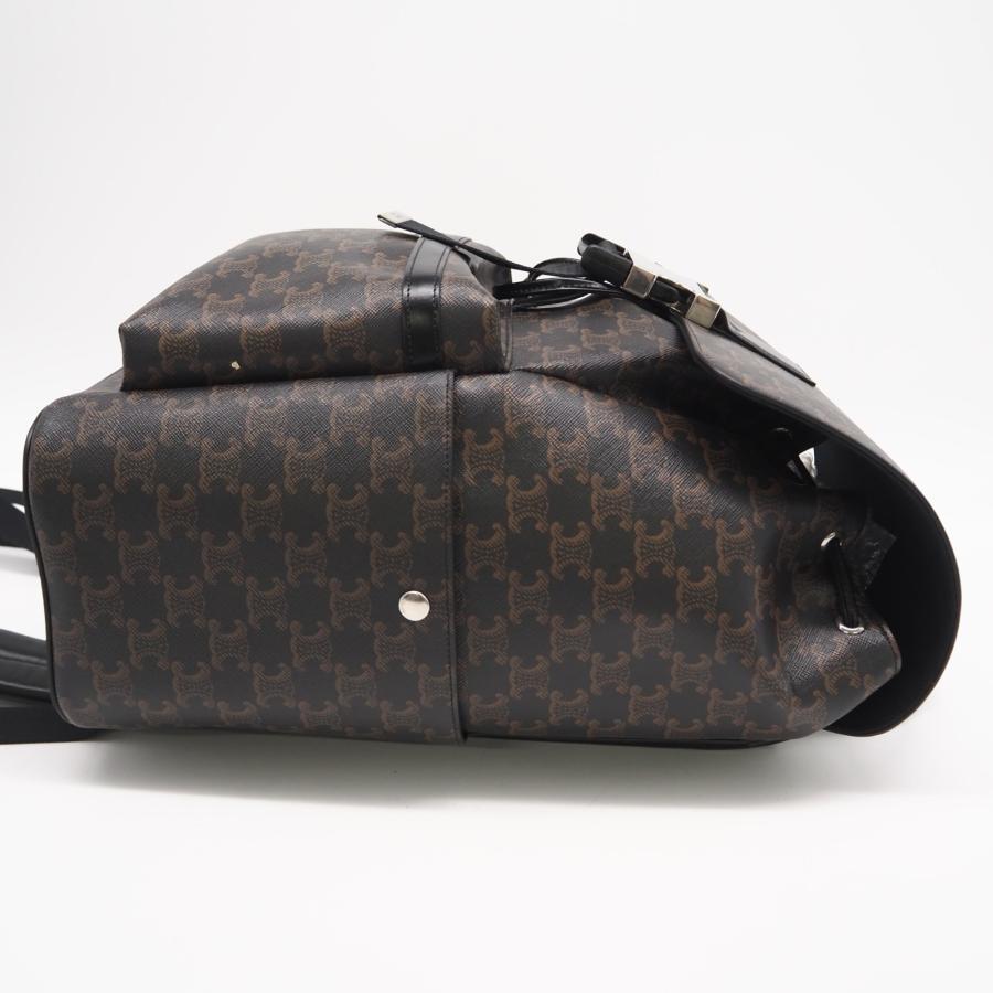 ★3日以内返品可★ 美品 CELINE セリーヌ トリオンフキャンバス バックパック 120812GL7 リュック・デイパック ブラウン コーティングキャンバス レザー メンズ CELINE（セリーヌ） ☆3日以内返品可☆ 美品 トリオンフキャンバス