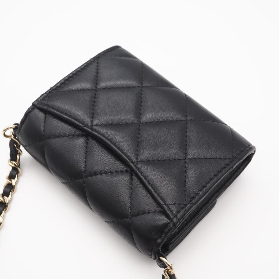 ★3日以内返品可★ 極美品 CHANEL シャネル ミニマトラッセ パールチェーンウォレット AP2583 ショルダーバッグ ブラック ラムスキン レディース CHANEL（シャネル） ☆3日以内返品可☆ 極美品 ミニマトラッセ パール