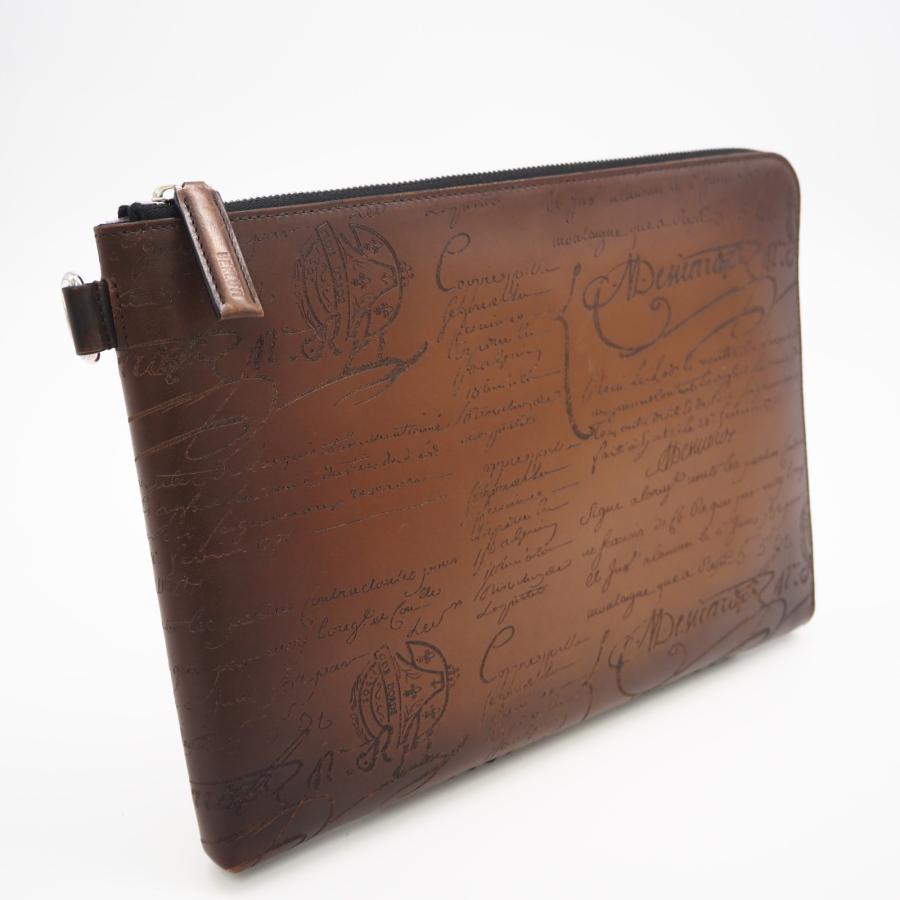 ★3日以内返品可★ 美品 Berluti ベルルッティ ヴェネチアレザー カリグラフィ ニノGM CACAO INTENSO - クラッチバッグ ブラウン カーフレザー メンズ ☆3日以内返品可☆ 美品 Berluti ベルルッティ ヴェネチア カーフ