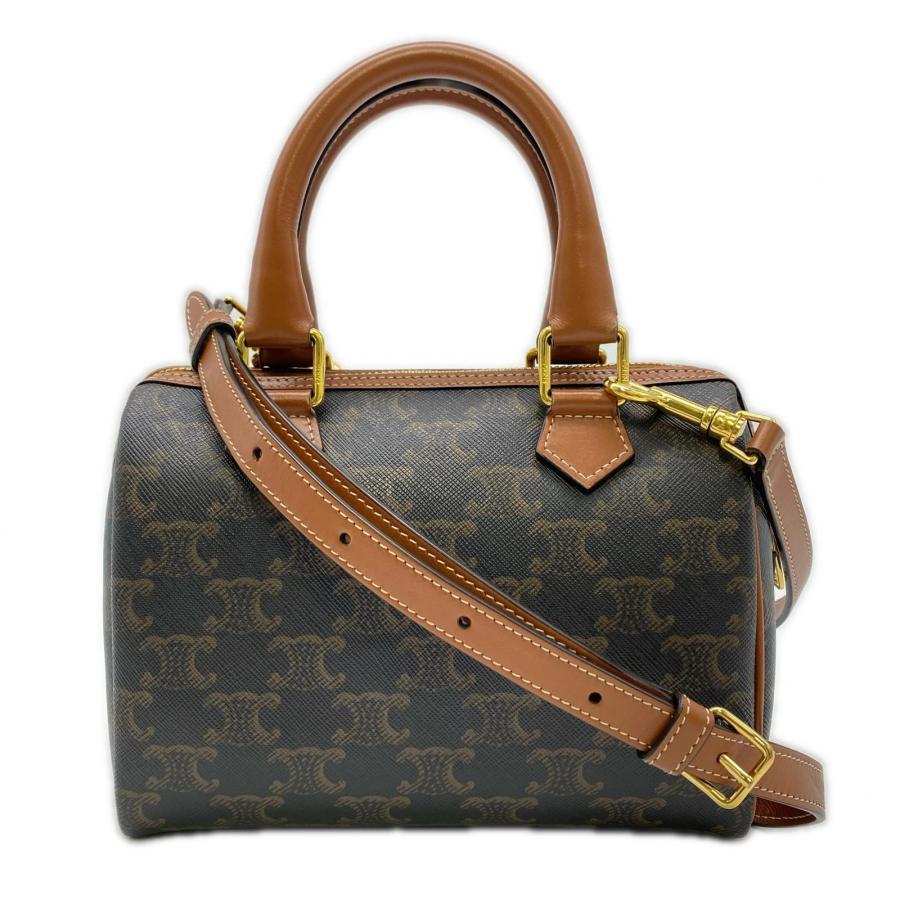 ★3日以内返品可★ 美品 CELINE セリーヌ トリオンフキャンバス カーフスキン スモール ボストン タン | CELINE | 01