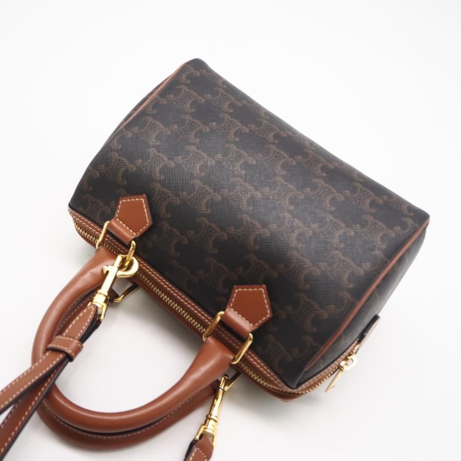 ★3日以内返品可★ 美品 CELINE セリーヌ トリオンフキャンバス カーフスキン スモール ボストン タン | CELINE | 02