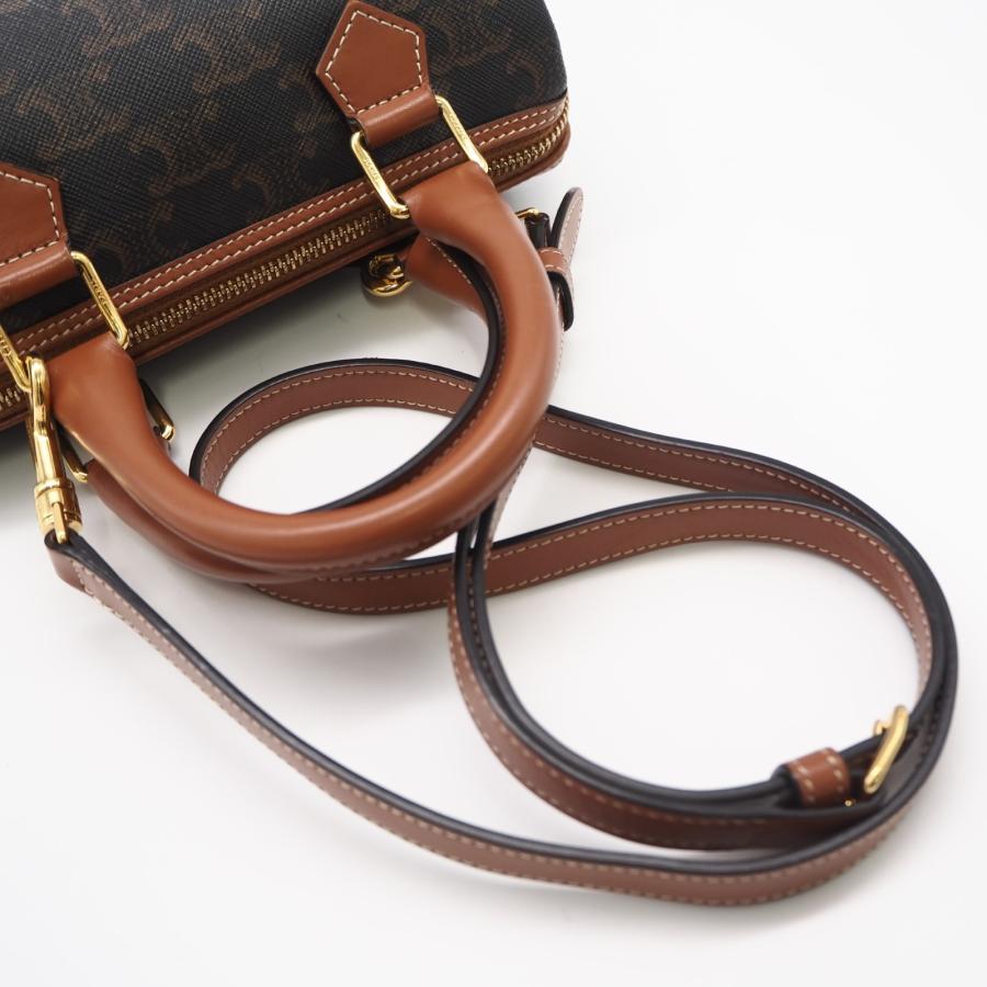 ★3日以内返品可★ 美品 CELINE セリーヌ トリオンフキャンバス カーフスキン スモール ボストン タン | CELINE | 04