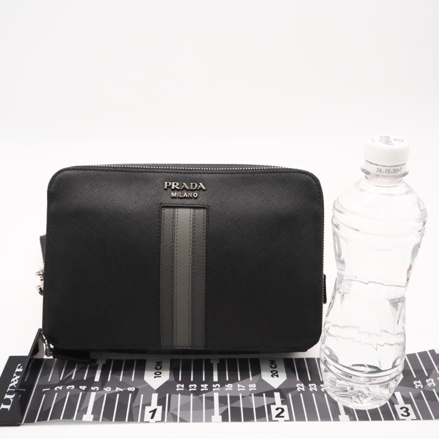 ★3日以内返品可★ 美品 PRADA プラダ サフィアーノ セカンドバッグ 2VF052 クラッチバッグ ブラック グレー | PRADA | 03