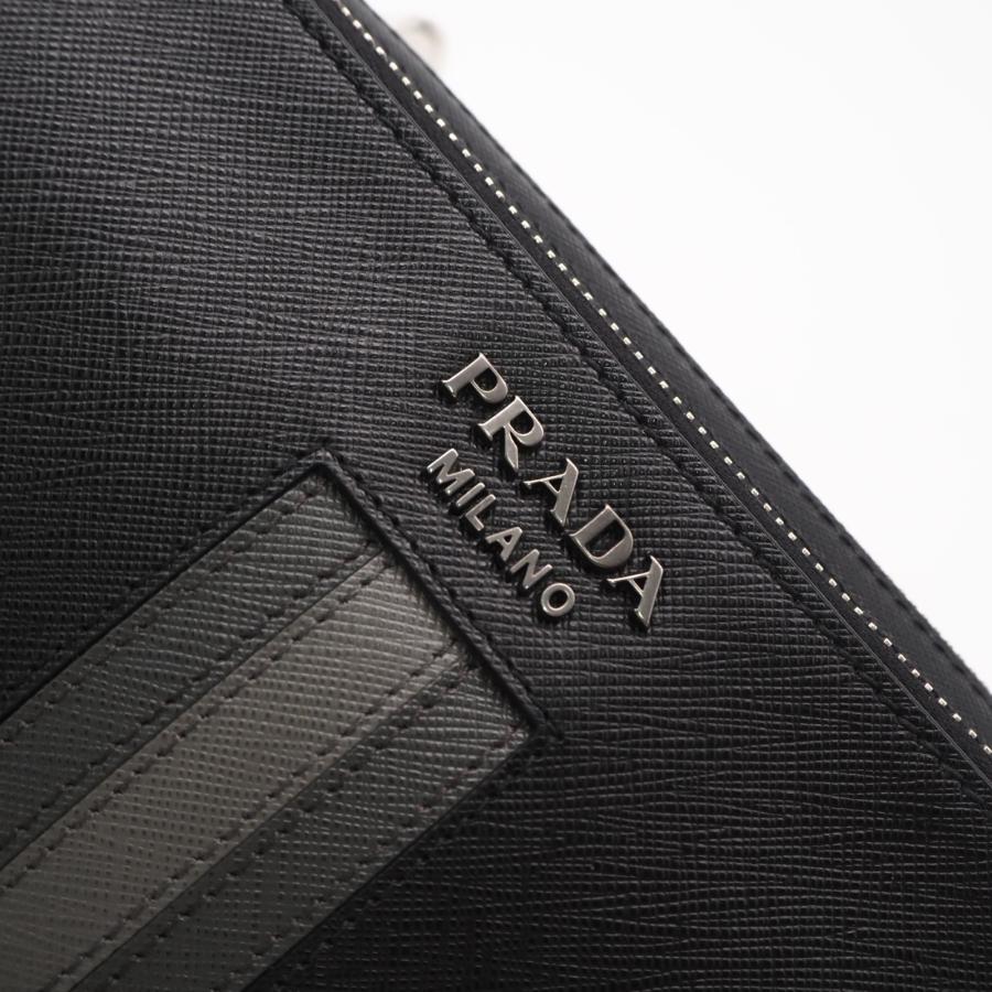 ★3日以内返品可★ 美品 PRADA プラダ サフィアーノ セカンドバッグ 2VF052 クラッチバッグ ブラック グレー | PRADA | 05