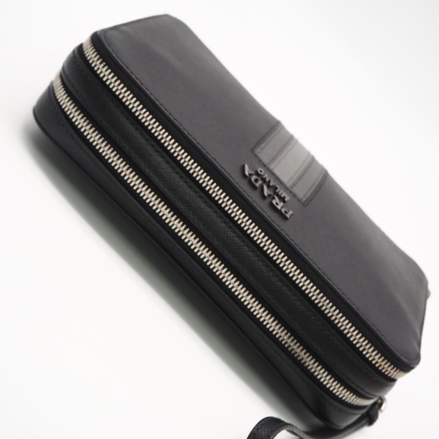 ★3日以内返品可★ 美品 PRADA プラダ サフィアーノ セカンドバッグ 2VF052 クラッチバッグ ブラック グレー | PRADA | 06