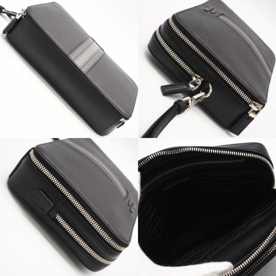 ★3日以内返品可★ 美品 PRADA プラダ サフィアーノ セカンドバッグ 2VF052 クラッチバッグ ブラック グレー | PRADA | 07
