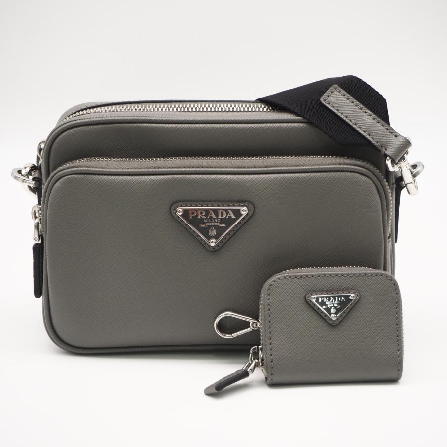 ★3日以内返品可★ 極美品 PRADA プラダ サフィアーノレザー ショルダーバッグ 2VH170 ショルダーバッグ グレー | PRADA | 02