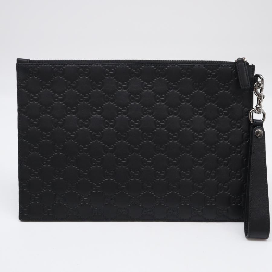 ★3日以内返品可★ 極美品 GUCCI グッチ グッチシマ レザー クラッチバッグ 473963 クラッチバッグ ブラック カーフレザー メンズ GUCCI（グッチ） ☆3日以内返品可☆ 極美品 グッチシマ レザー