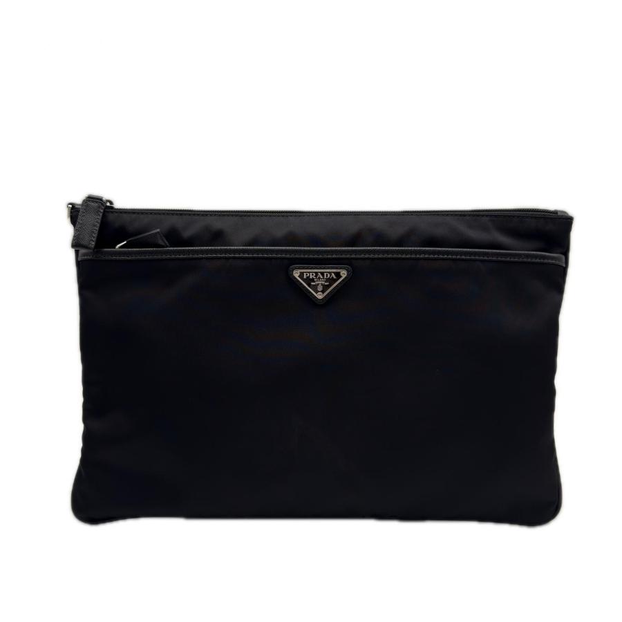 美品　PRADA プラダ　ポーチ　クラッチバッグ　ナイロン　サフィアーノレザー PRADA（プラダ） ☆3日以内返品可☆ 美品 ナイロン×サフィアーノ