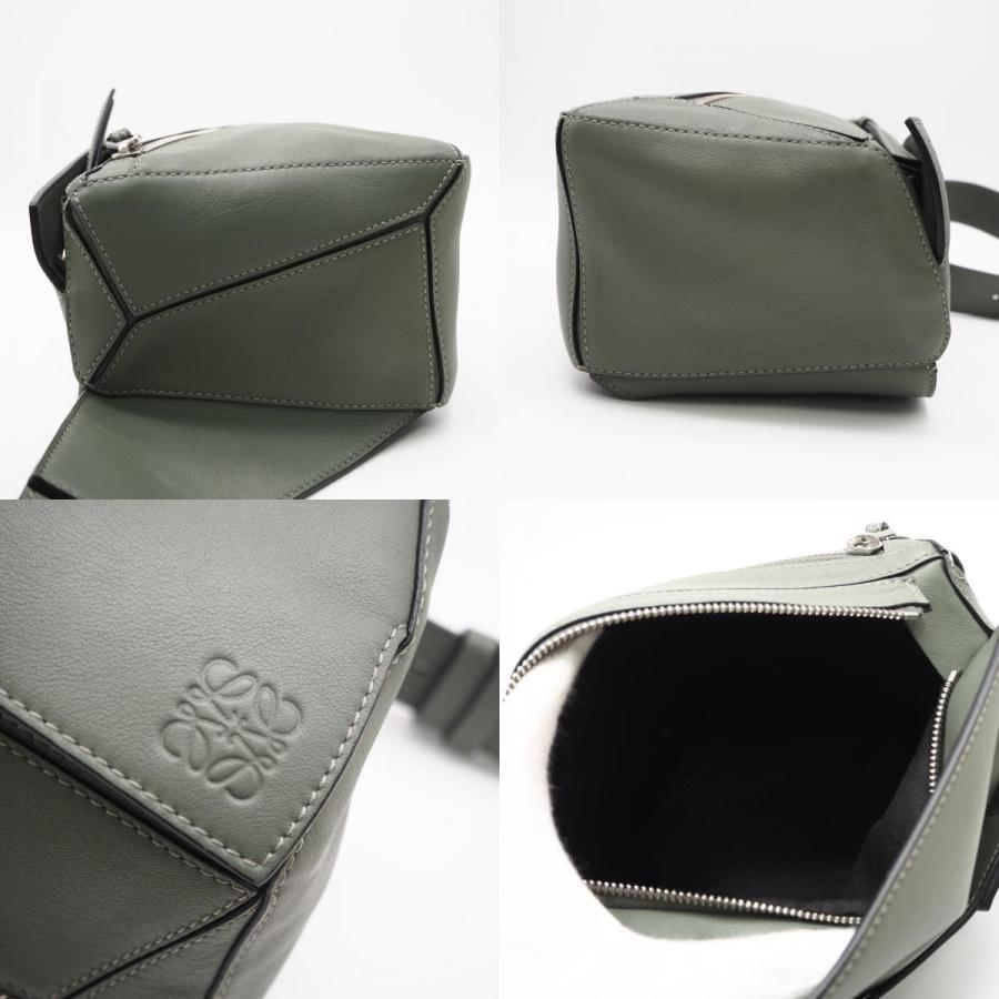 ★3日以内返品可★ 美品 LOEWE ロエベ パズル バムバッグ スモール B510P35X09 ボディバッグ グリーン カーフレザー メンズ LOEWE（ロエベ） ☆3日以内返品可☆ 美品 パズル バムバッグ スモール