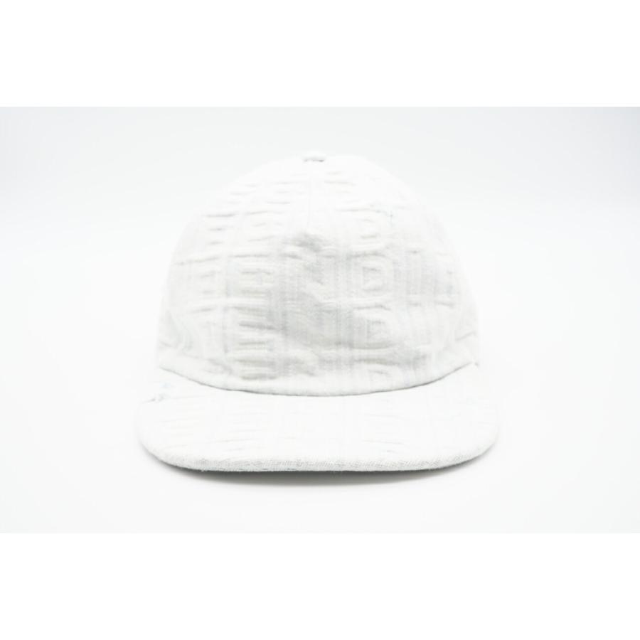 ★3日以内返品可★ 極美品 FENDI フェンディ コットン デニム ダメージ加工 ロゴキャップ M/L ホワイト59cm L | FENDI | 02