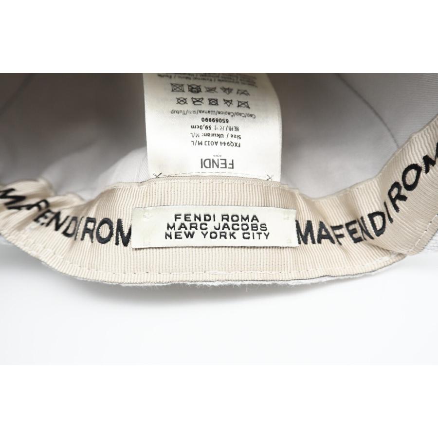 ★3日以内返品可★ 極美品 FENDI フェンディ コットン デニム ダメージ加工 ロゴキャップ M/L ホワイト59cm L | FENDI | 08