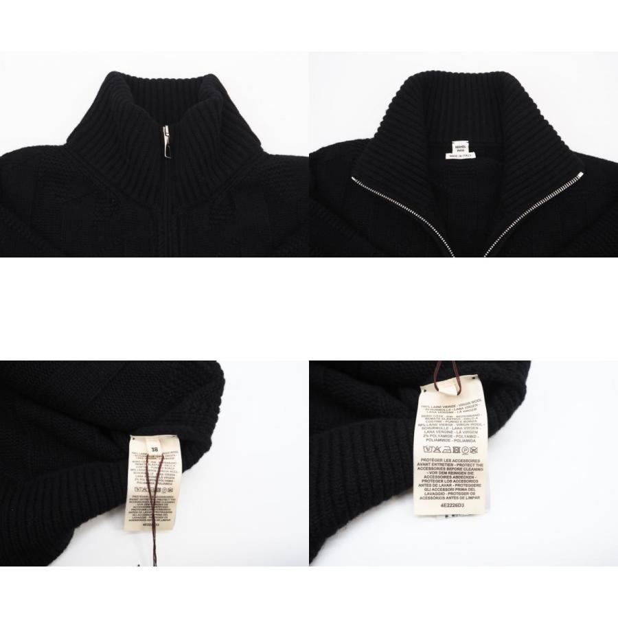 ★3日以内返品可★ 極美品 HERMES エルメス ウール ナイロン ブルゾン ニットジャケットブラック 38 38 | HERMES | 08