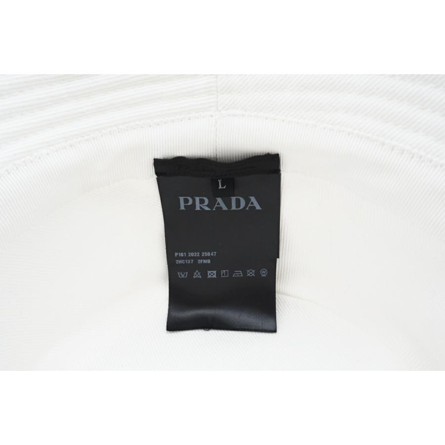 ★3日以内返品可★ 極美品 PRADA プラダ コットン トライアングルロゴ刺繍 バケットハット L CN59cm L | PRADA | 08