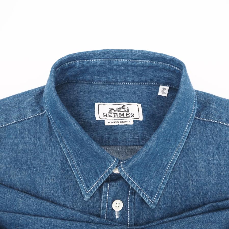 ★3日以内返品可★ 極美品 HERMES エルメス コットン 23AW デニムシャツ 40 15 3/4 40(15.75) - | HERMES | 06