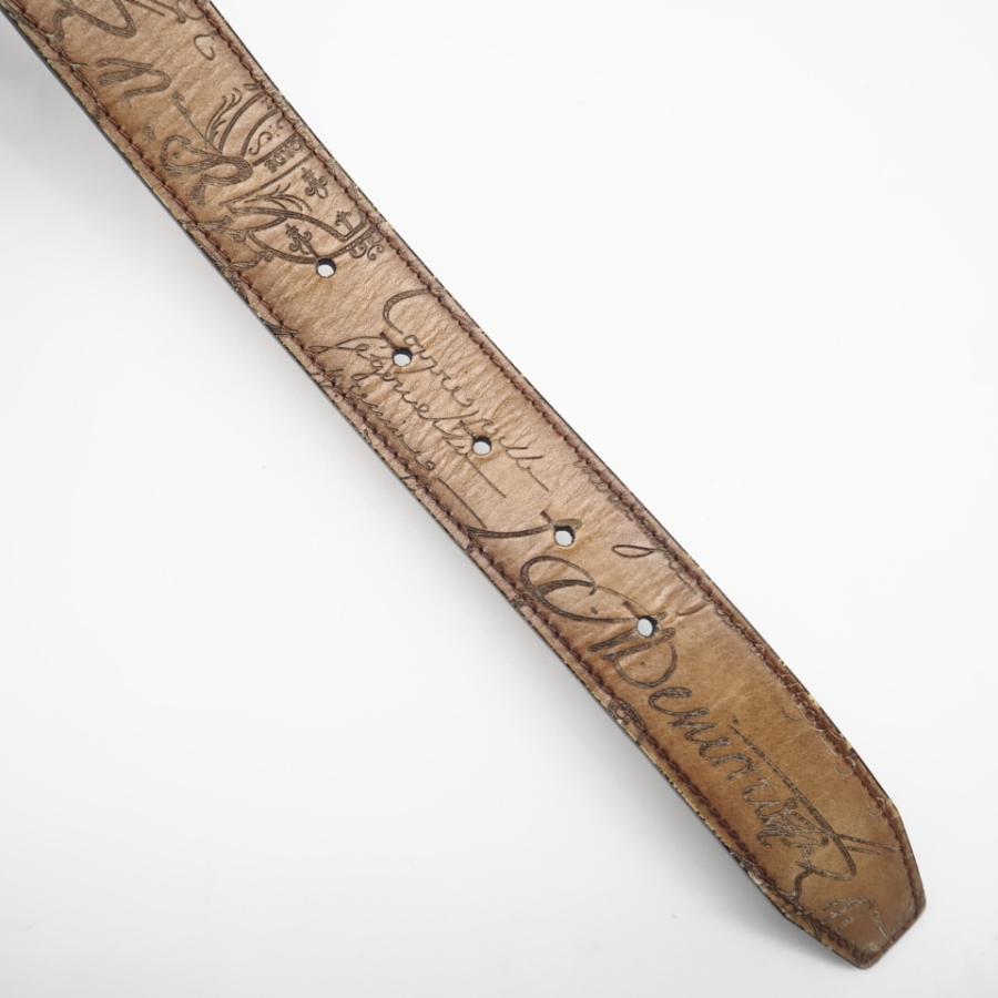 ★3日以内返品可★ 美品 Berluti ベルルッティ カリグラフィ レザー バックル ベルト - ベルト ブラウン ブラック |  | 07