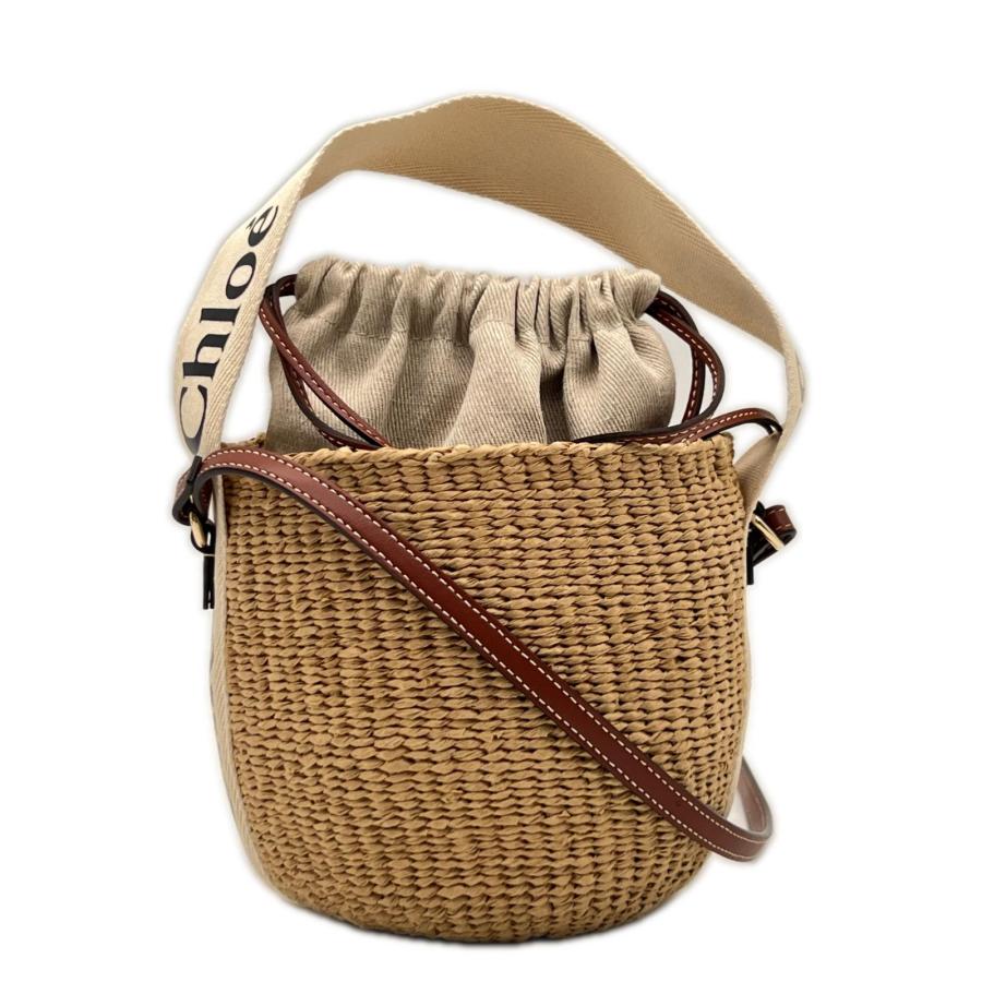 ★3日以内返品可★ 美品 Chloe クロエ ラフィア リネン Woody スモールバスケット CHC22SS381G55 | Chloe | 01