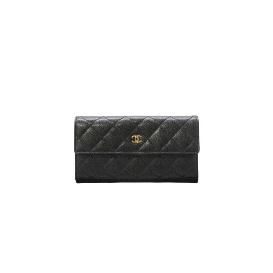 ★3日以内返品可★ 極美品 CHANEL シャネル キャビアスキン マトラッセ フラップ ロング ウォレット A50096 | CHANEL | 01