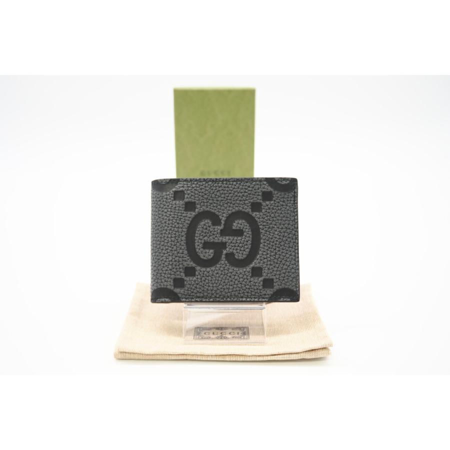 ★3日以内返品可★ 美品 GUCCI グッチ ジャンボGG レザー 二つ折りウォレット 739475 二つ折り財布 ブラック | GUCCI