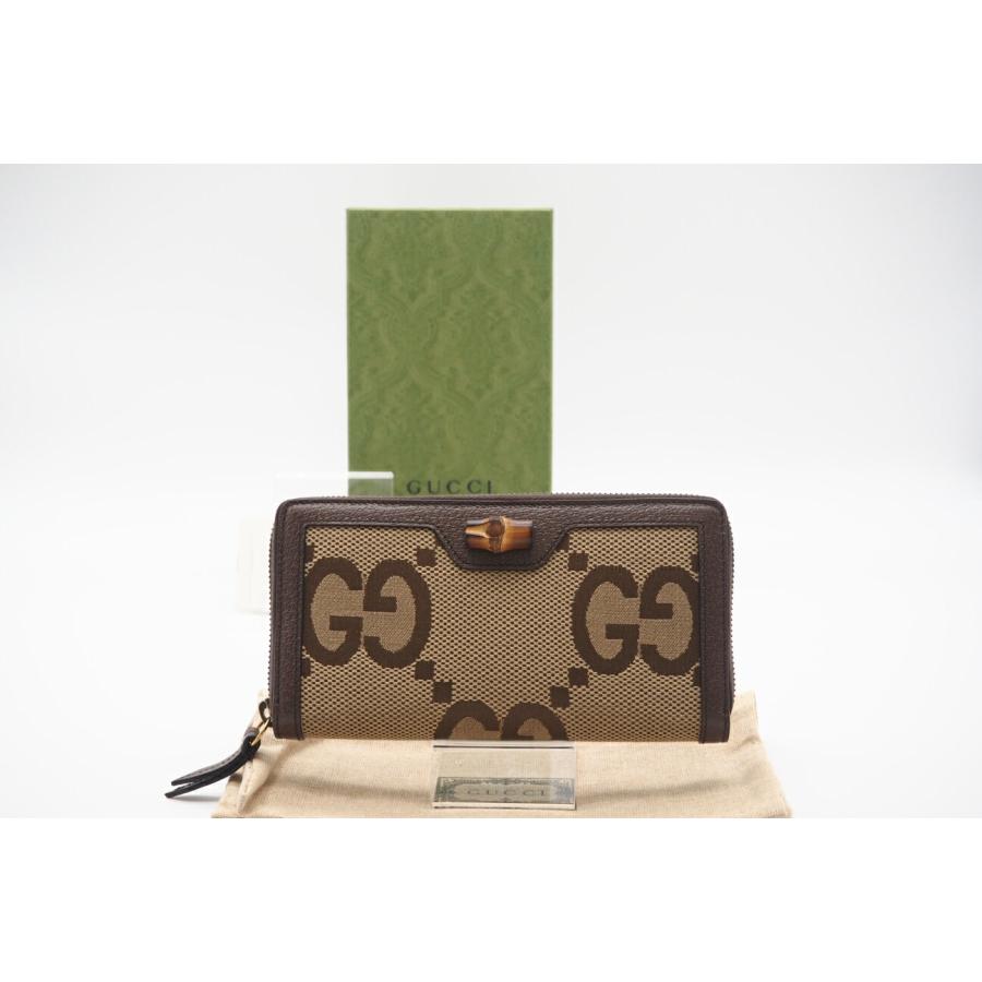 ★3日以内返品可★ 極美品 GUCCI グッチ ジャンボGG ラウンドジップウォレット 658634 長財布 ブラウン ベージュ キャンバス レディース GUCCI（グッチ） ☆3日以内返品可☆ 極美品 ジャンボGG ラウンドジップ