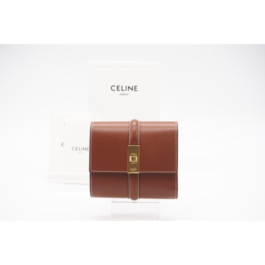 ★3日以内返品可★ 美品 CELINE セリーヌ サテンドカーフスキン スモール トリフォールドウォレット 16セーズ | CELINE