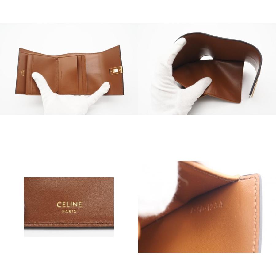★3日以内返品可★ 美品 CELINE セリーヌ サテンドカーフスキン スモール トリフォールドウォレット 16セーズ | CELINE | 09